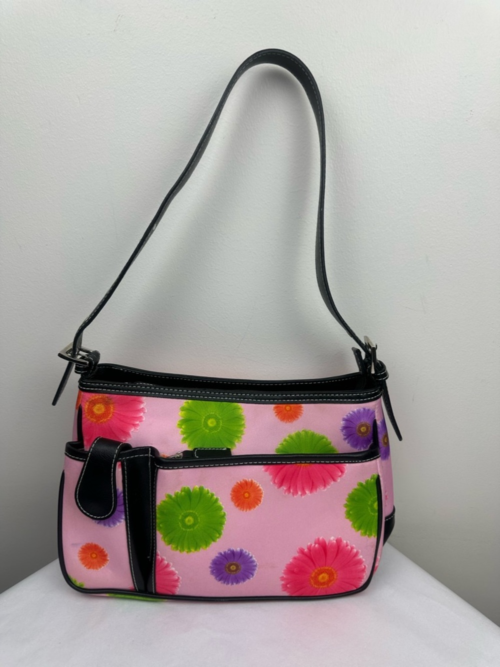 Kate Spade Floral Pink Bag with Black Trim